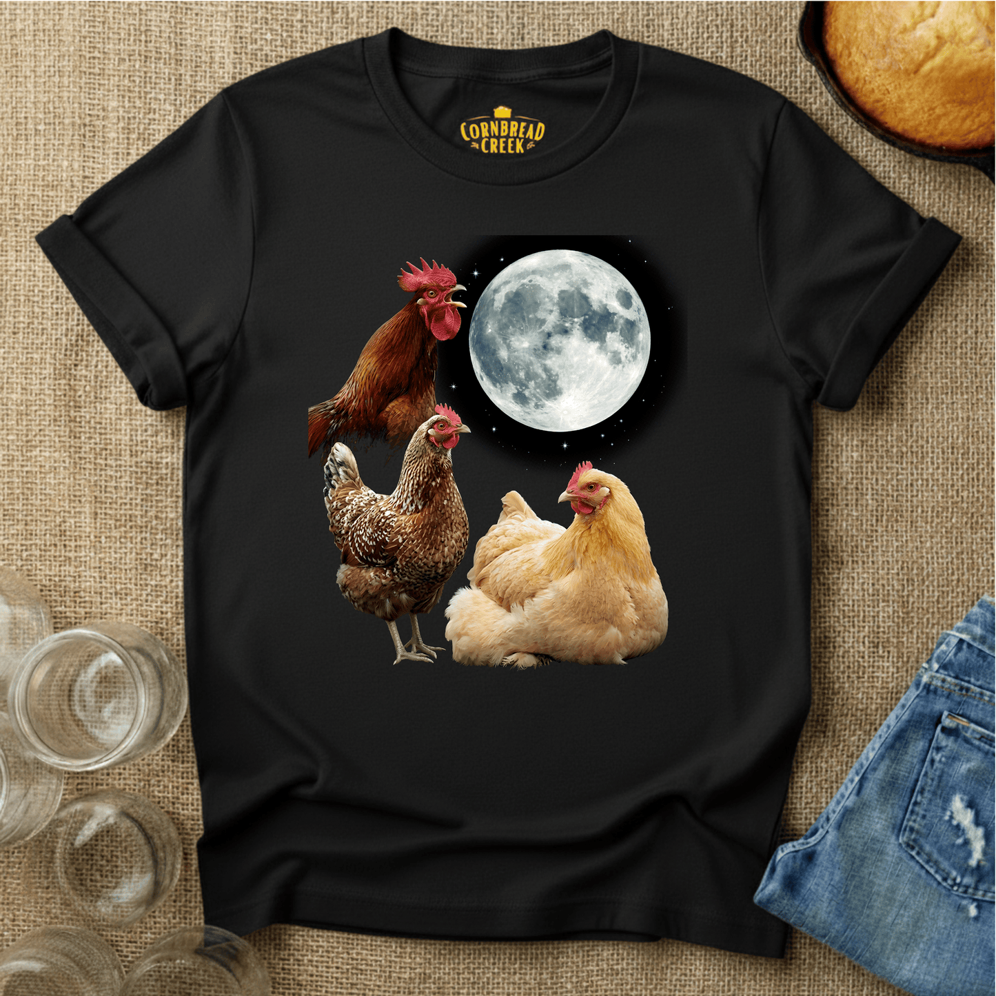 Midnight Crow T-Shirt Chicken and Rural Homestead Graphic tee Cornbread Creek