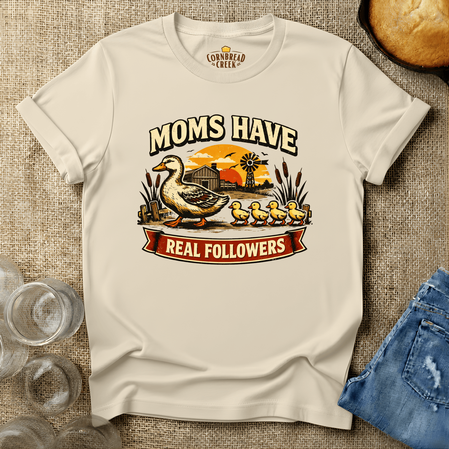Moms Have Real Followers T-Shirt Chicken and Rural Homestead Graphic tee Cornbread Creek