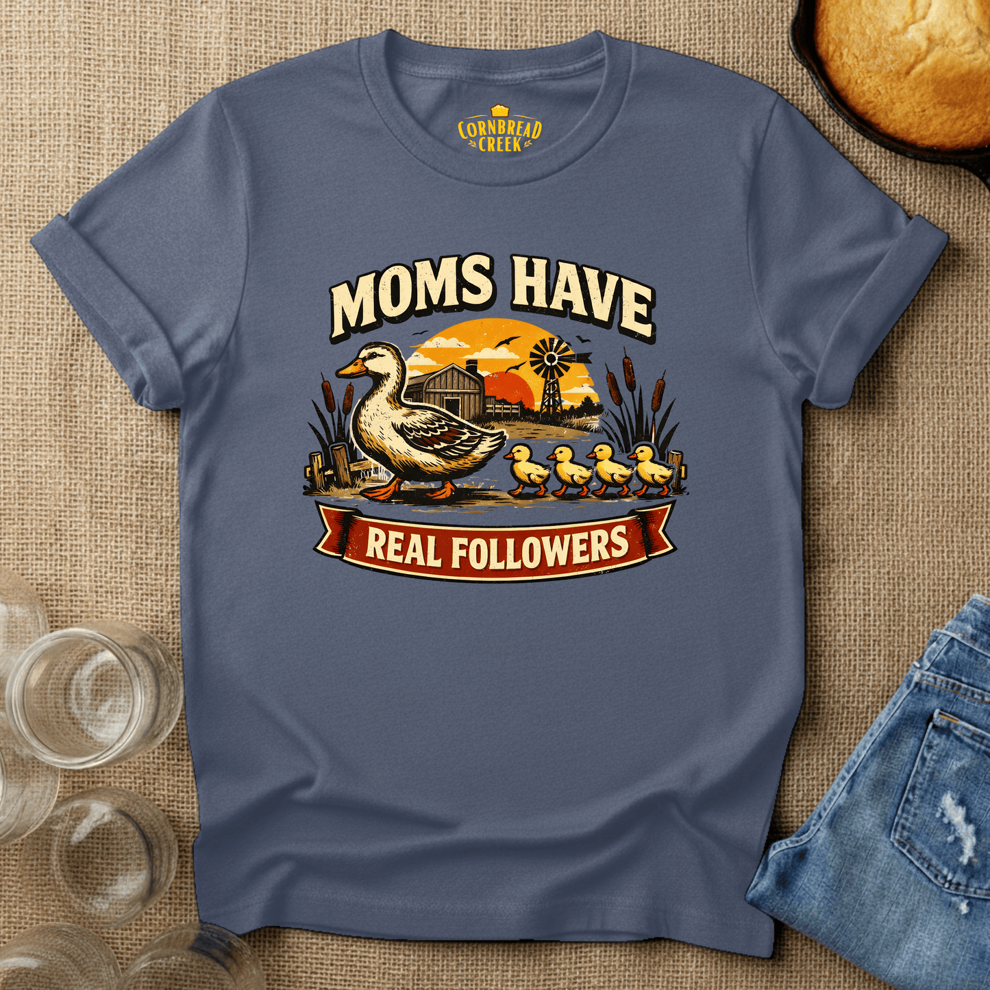 Moms Have Real Followers T-Shirt Chicken and Rural Homestead Graphic tee Cornbread Creek