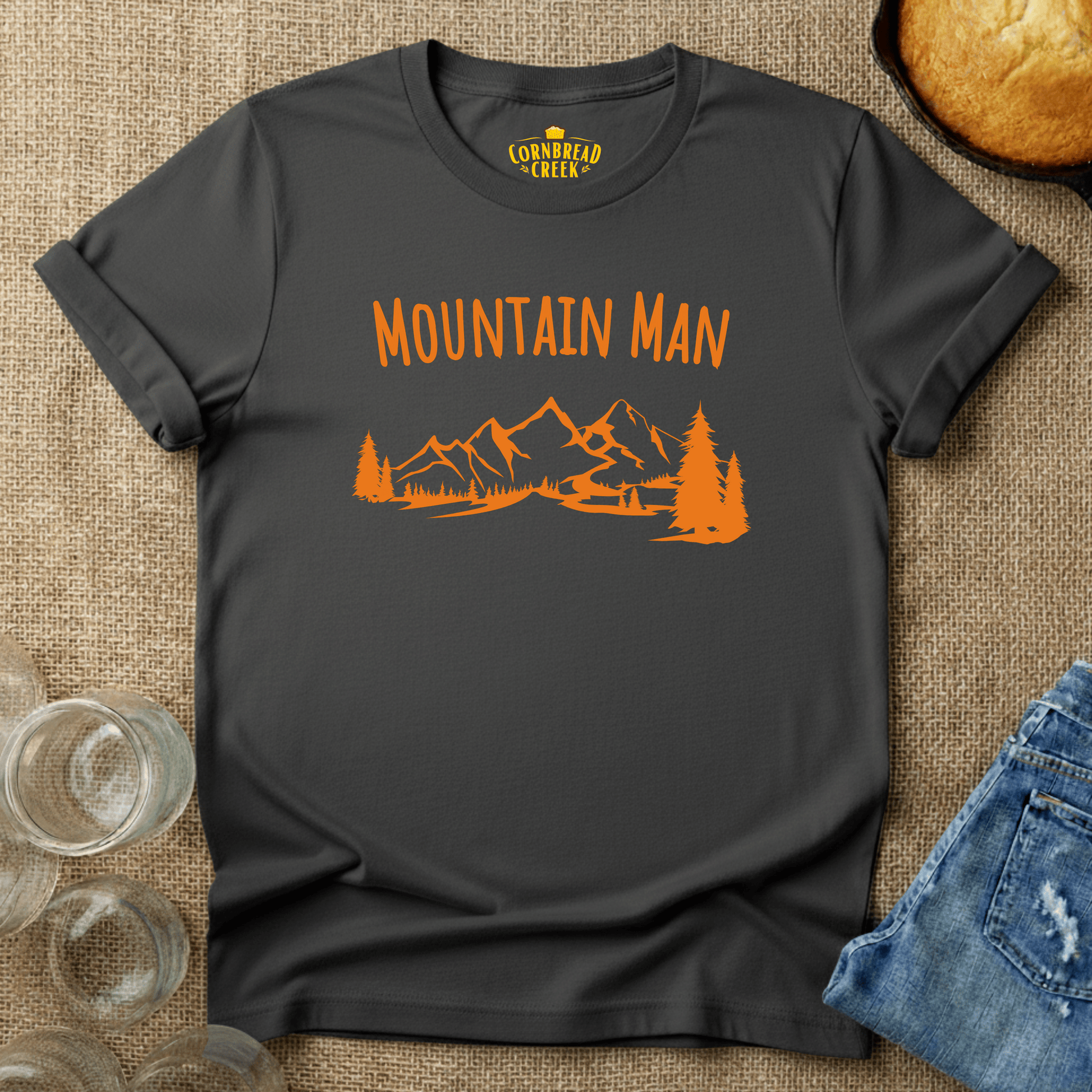 Mountain Man T-Shirt Chicken and Rural Homestead Graphic tee Cornbread Creek