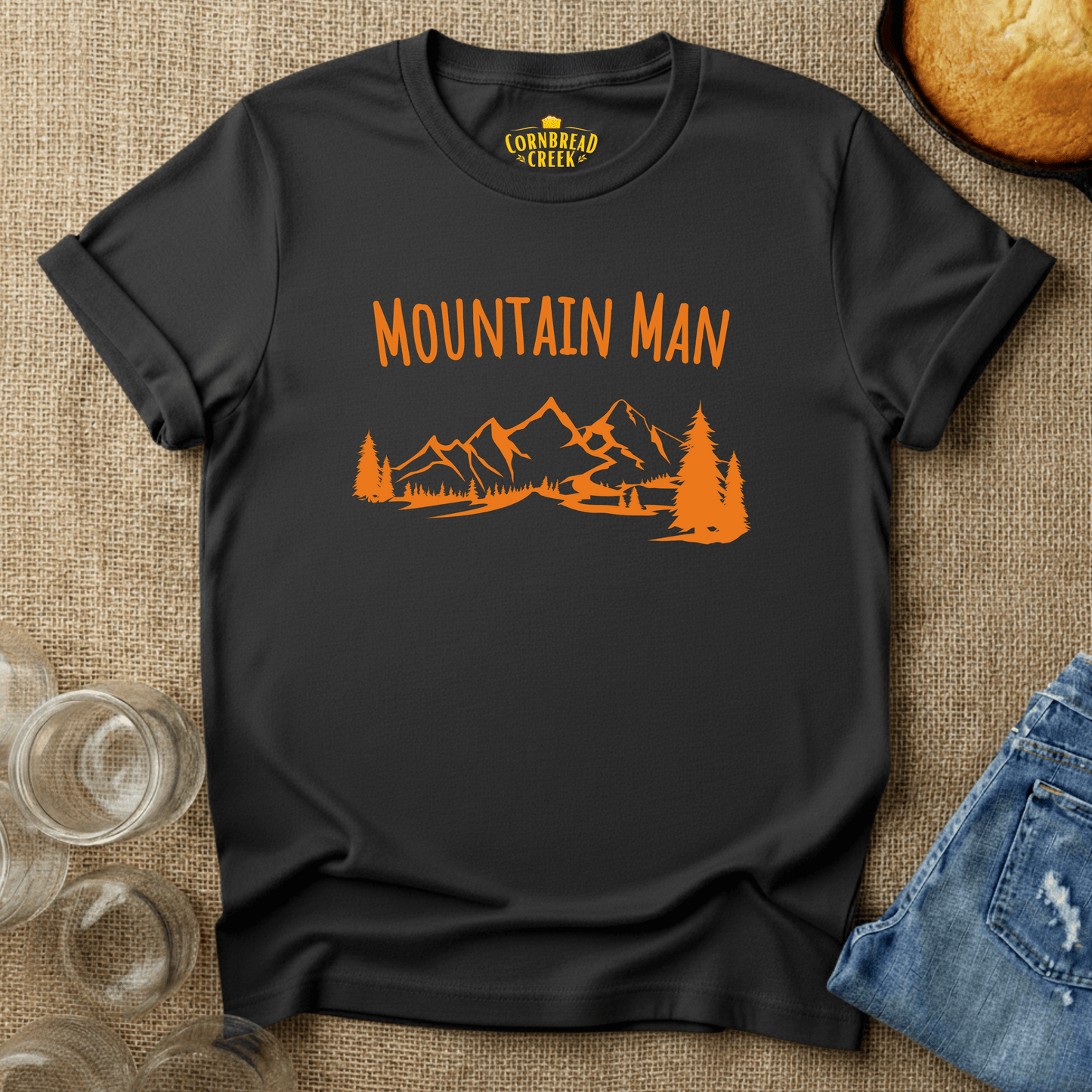 Mountain Man T-Shirt Chicken and Rural Homestead Graphic tee Cornbread Creek