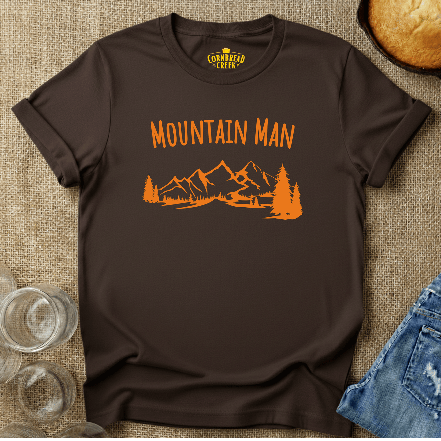 Mountain Man T-Shirt Chicken and Rural Homestead Graphic tee Cornbread Creek