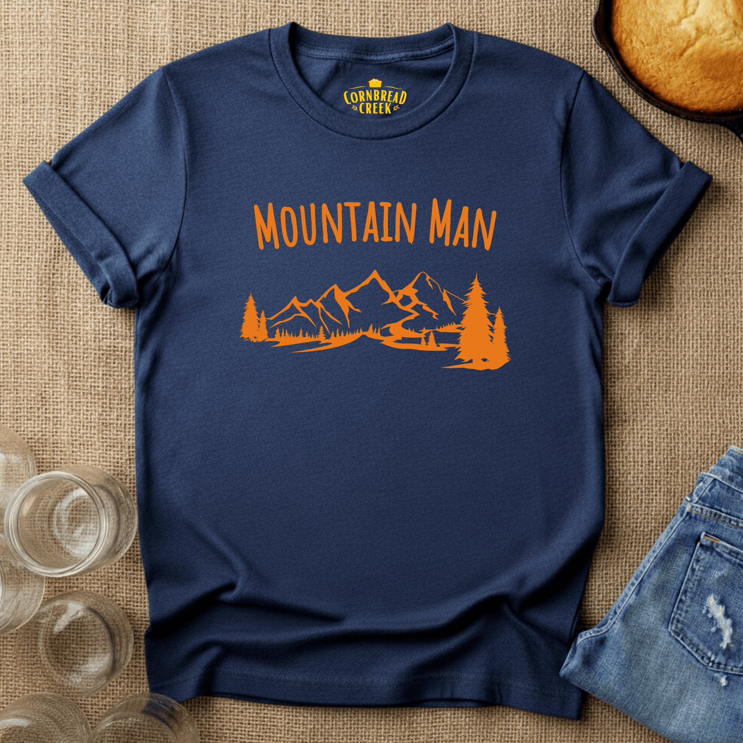 Mountain Man T-Shirt Chicken and Rural Homestead Graphic tee Cornbread Creek