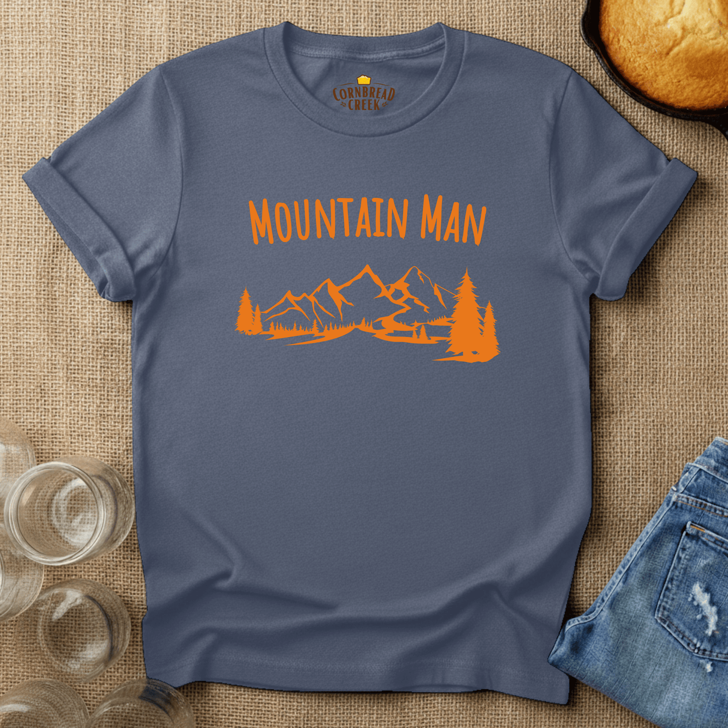 Mountain Man T-Shirt Chicken and Rural Homestead Graphic tee Cornbread Creek