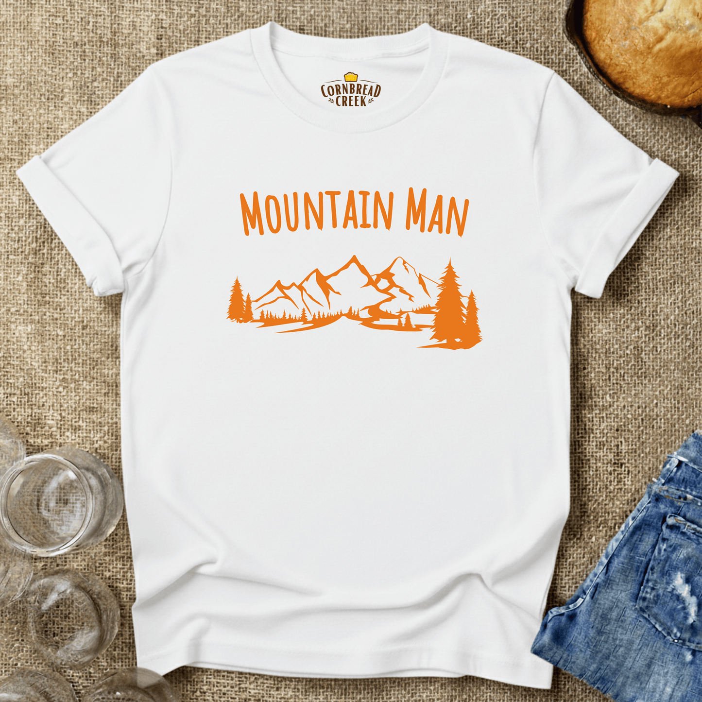 Mountain Man T-Shirt Chicken and Rural Homestead Graphic tee Cornbread Creek