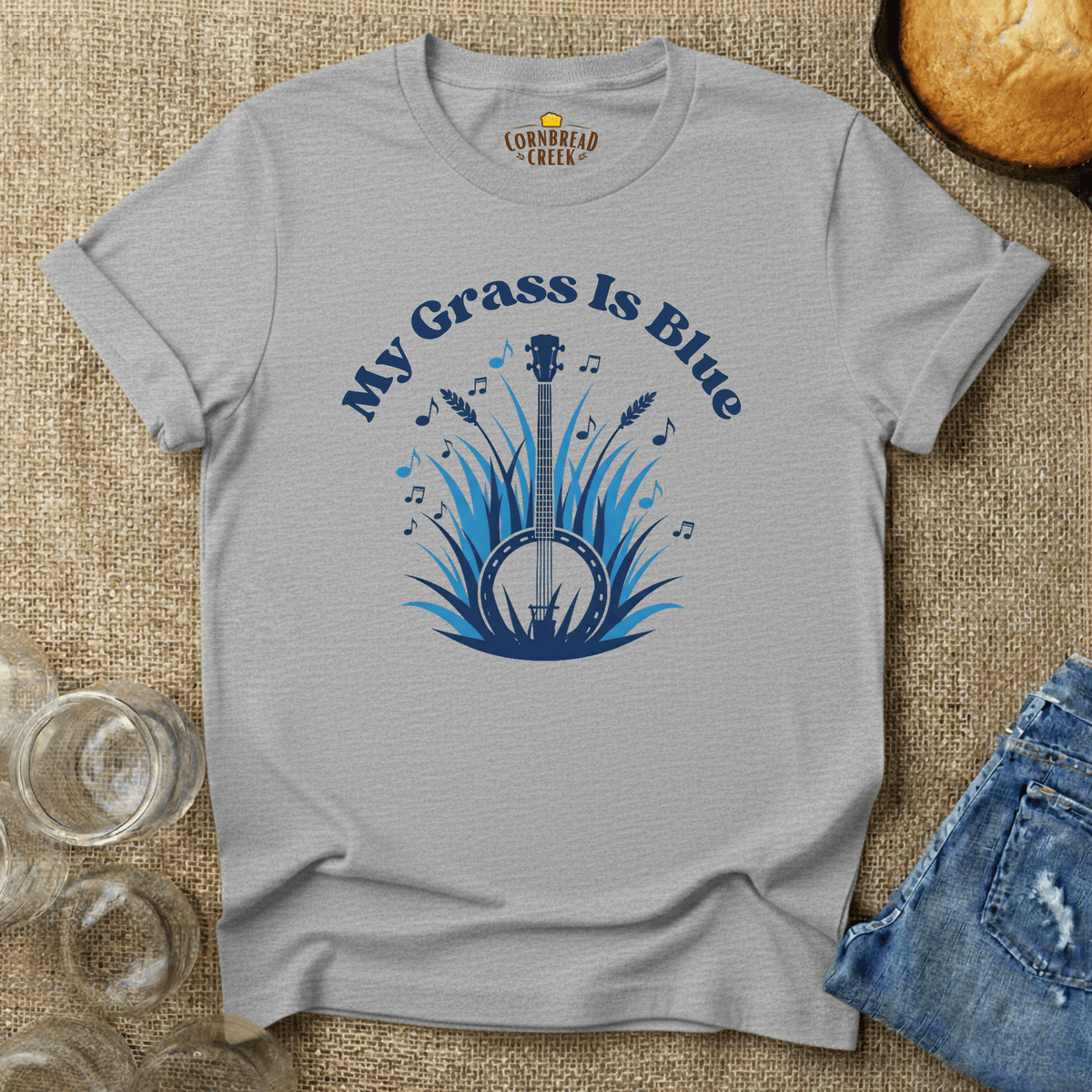 My Grass Is Blue T-Shirt Chicken and Rural Homestead Graphic tee Cornbread Creek