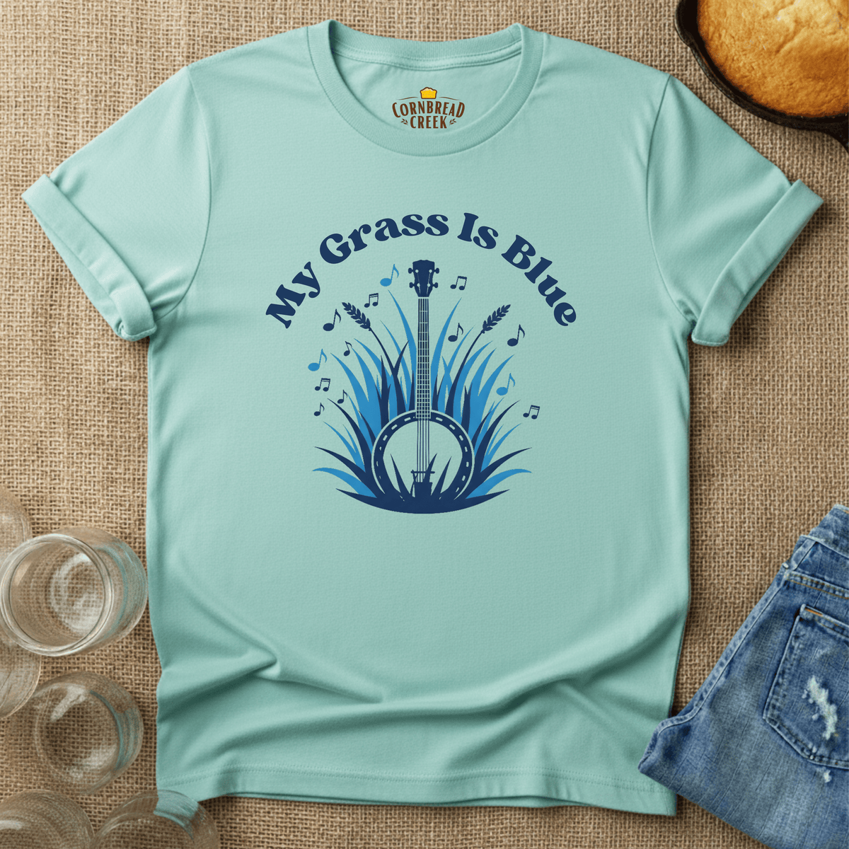 My Grass Is Blue T-Shirt Chicken and Rural Homestead Graphic tee Cornbread Creek