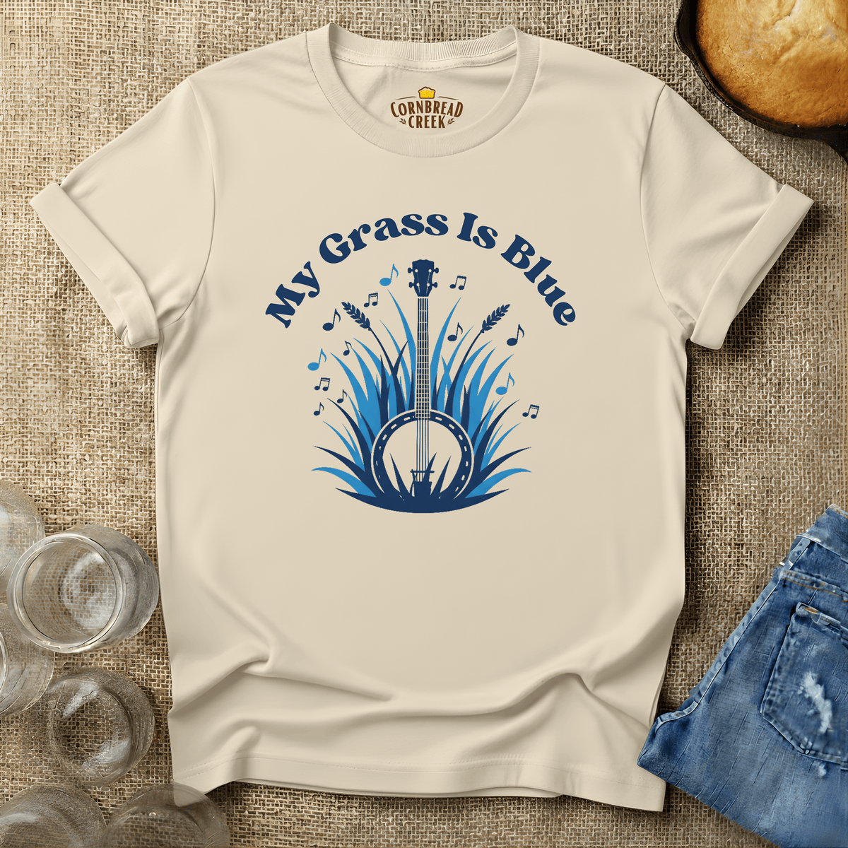 My Grass Is Blue T-Shirt Chicken and Rural Homestead Graphic tee Cornbread Creek