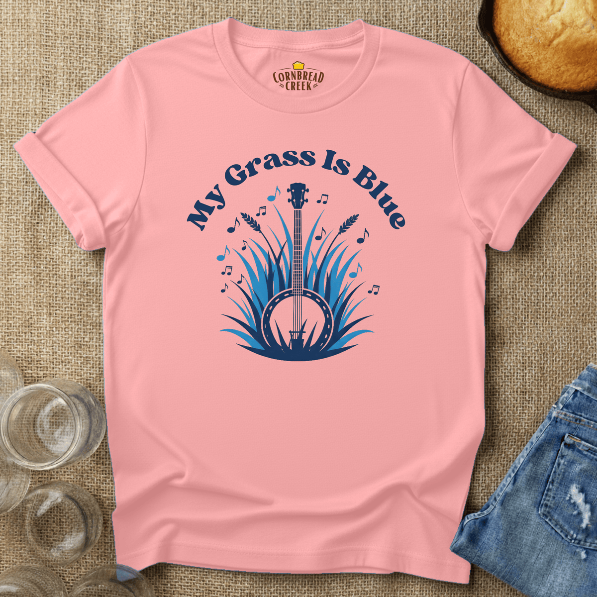My Grass Is Blue T-Shirt Chicken and Rural Homestead Graphic tee Cornbread Creek