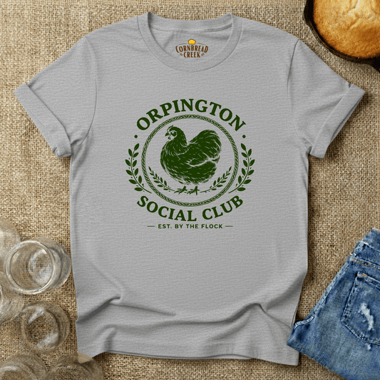 Orpington Social Club T-Shirt Chicken and Rural Homestead Graphic tee Cornbread Creek