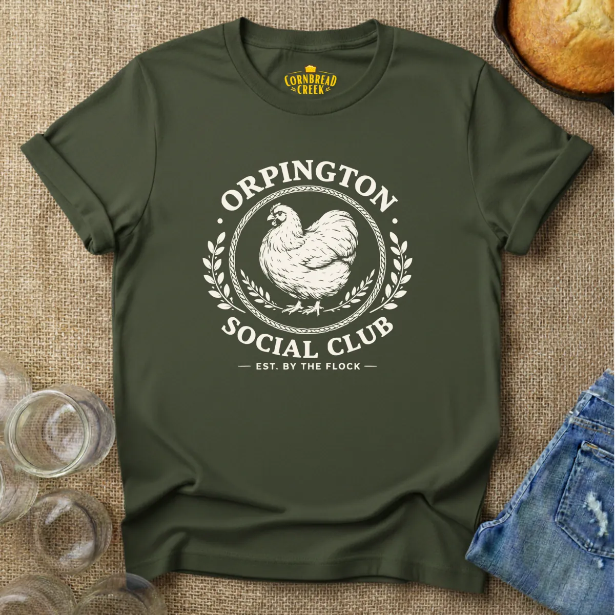 Orpington Social Club T-Shirt Chicken and Rural Homestead Graphic tee Cornbread Creek