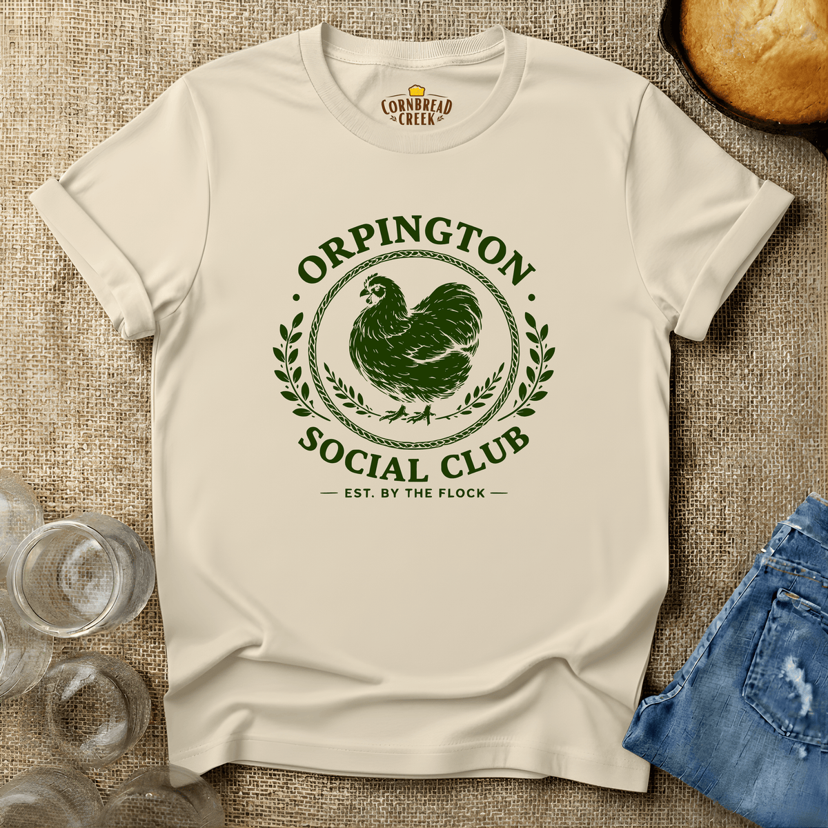 Orpington Social Club T-Shirt Chicken and Rural Homestead Graphic tee Cornbread Creek