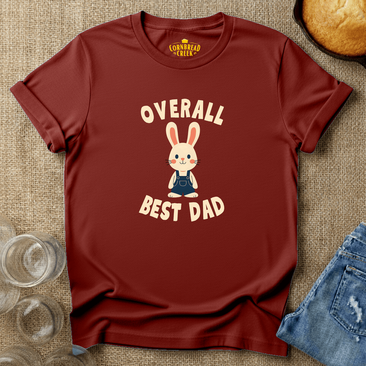 Overall Best Dad T-Shirt Chicken and Rural Homestead Graphic tee Cornbread Creek