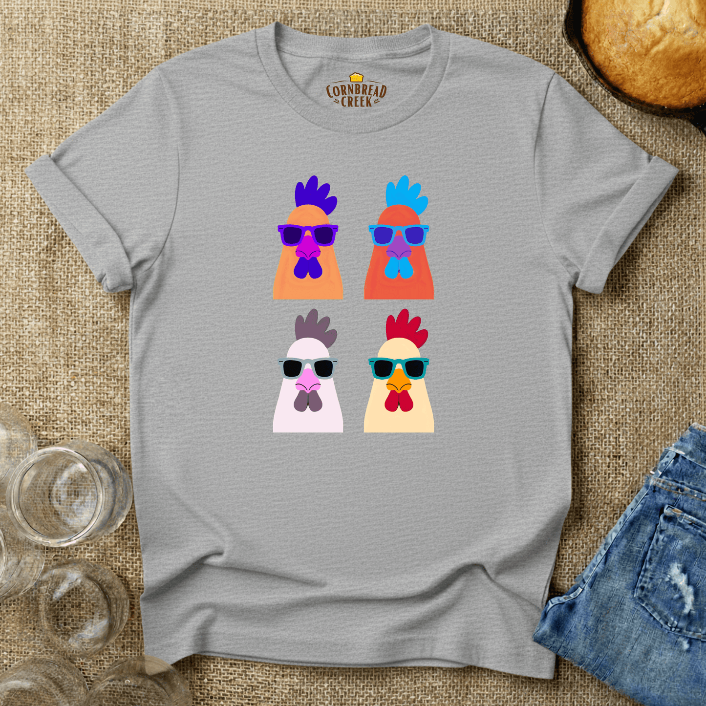 Pop Chicken T-Shirt Chicken and Rural Homestead Graphic tee Cornbread Creek