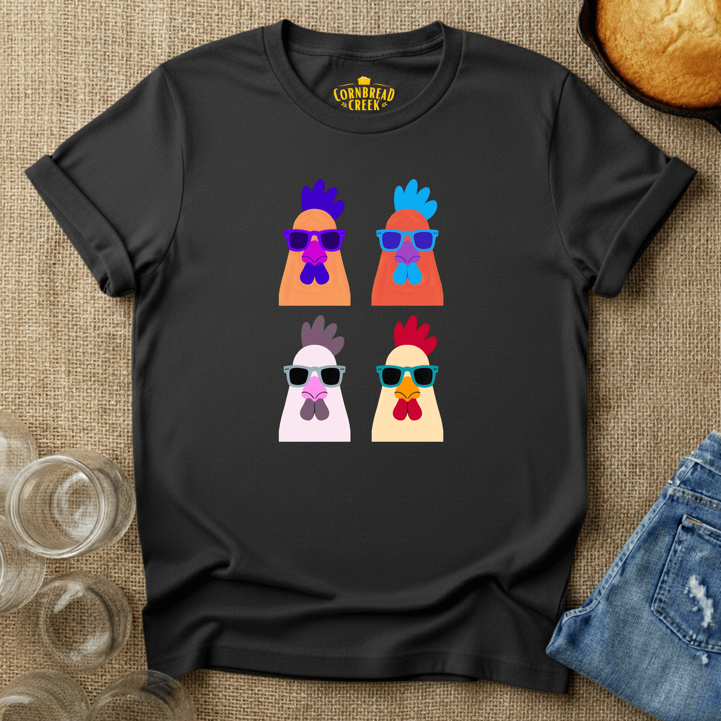 Pop Chicken T-Shirt Chicken and Rural Homestead Graphic tee Cornbread Creek