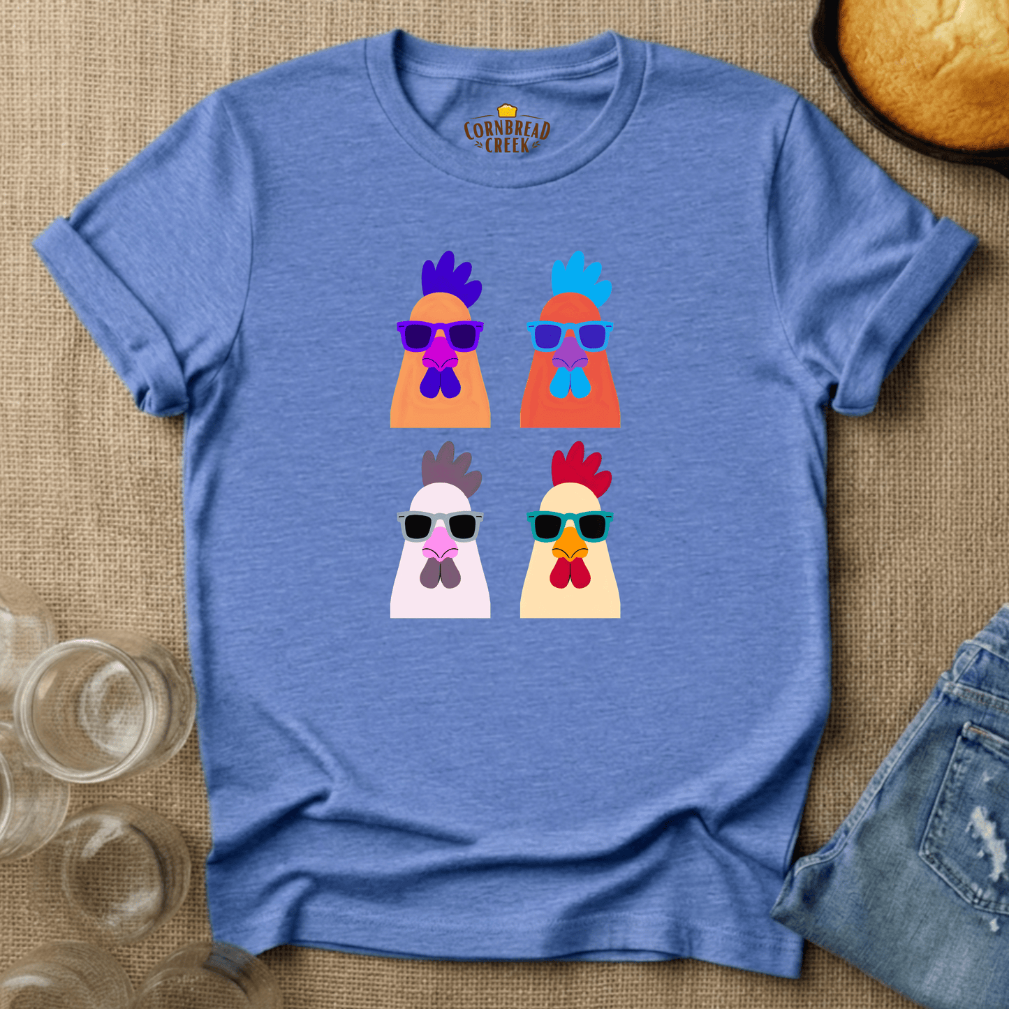 Pop Chicken T-Shirt Chicken and Rural Homestead Graphic tee Cornbread Creek