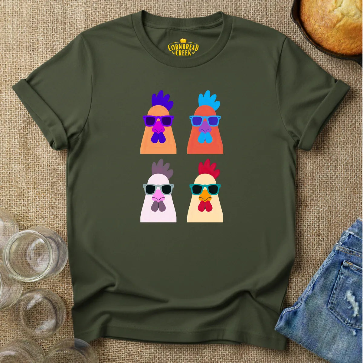 Pop Chicken T-Shirt Chicken and Rural Homestead Graphic tee Cornbread Creek