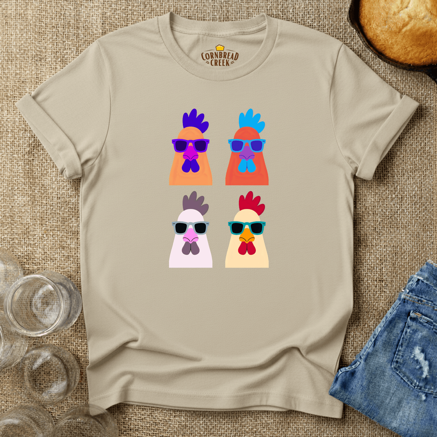Pop Chicken T-Shirt Chicken and Rural Homestead Graphic tee Cornbread Creek
