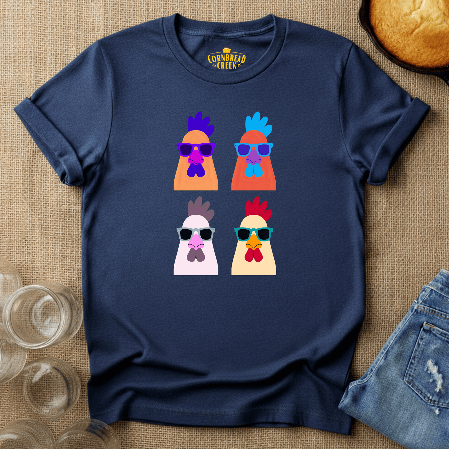 Pop Chicken T-Shirt Chicken and Rural Homestead Graphic tee Cornbread Creek