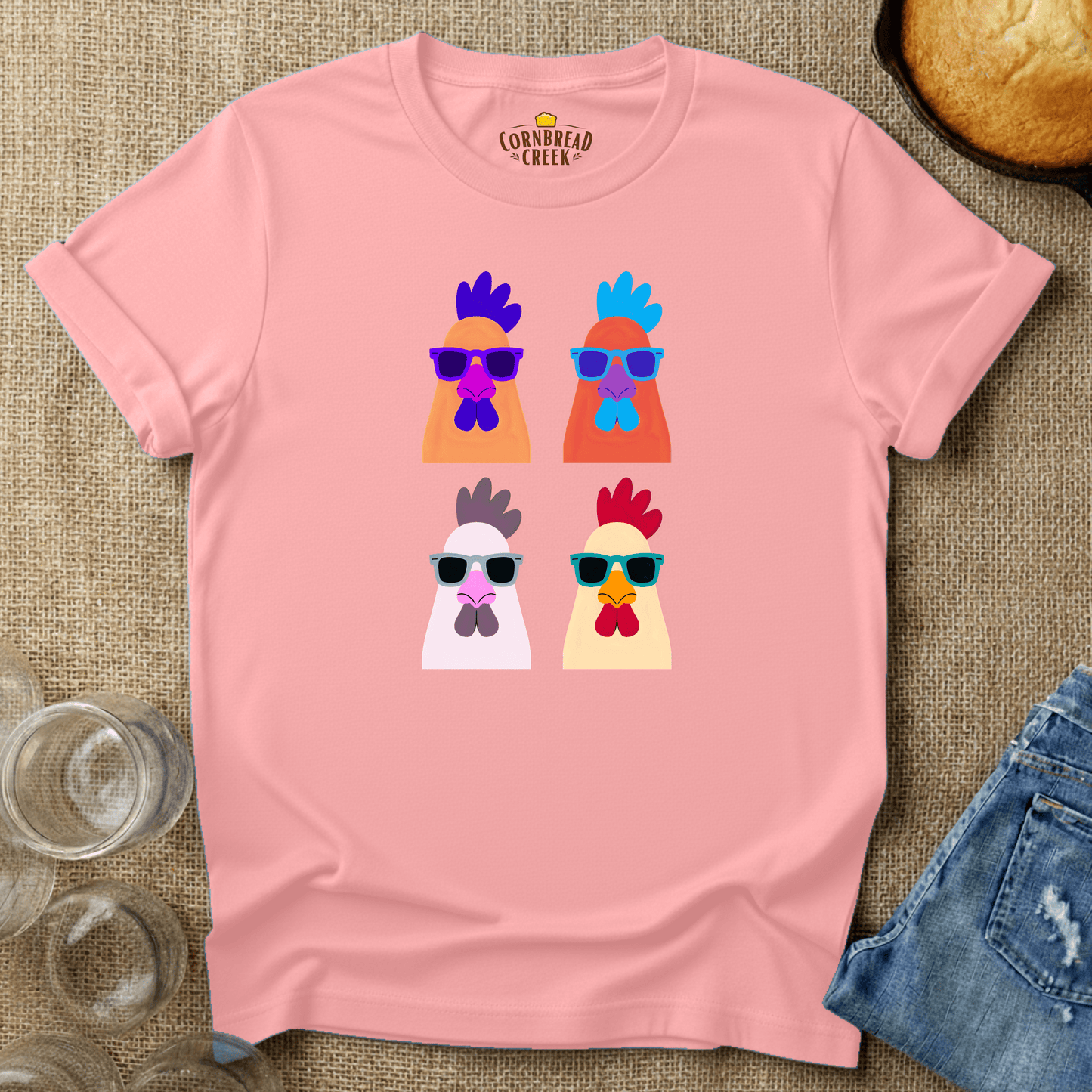 Pop Chicken T-Shirt Chicken and Rural Homestead Graphic tee Cornbread Creek
