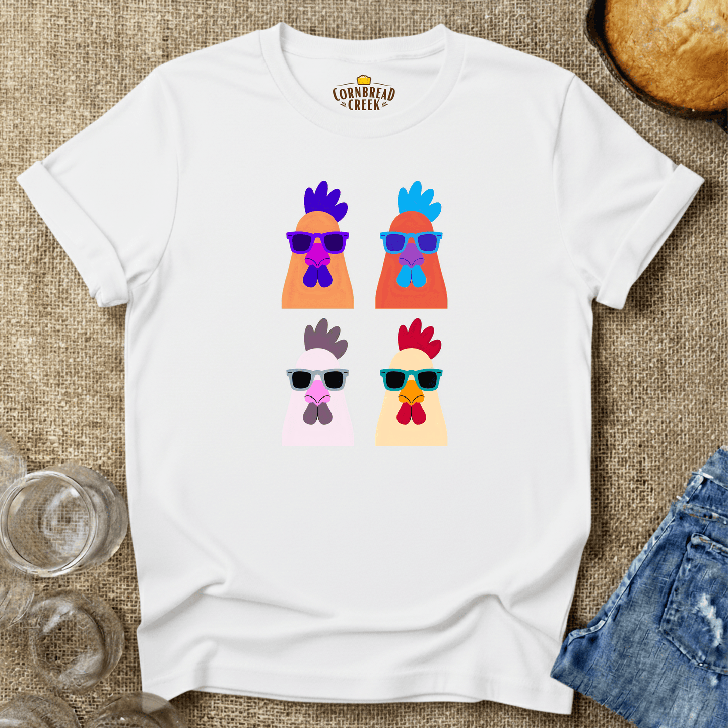Pop Chicken T-Shirt Chicken and Rural Homestead Graphic tee Cornbread Creek