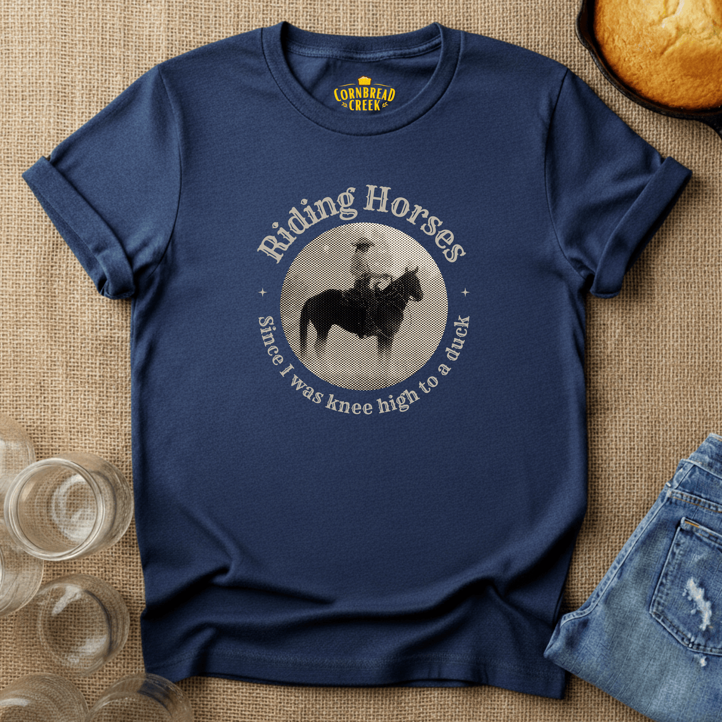 Riding Horses, Since I Was Knee High To A Duck T-Shirt Chicken and Rural Homestead Graphic tee Cornbread Creek