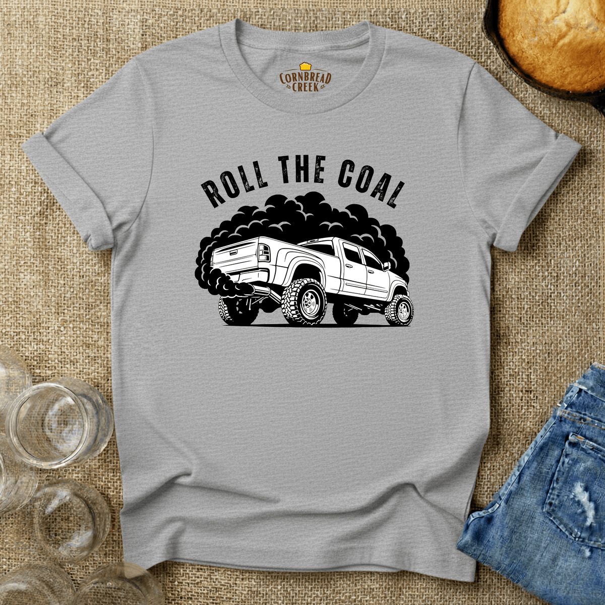 Roll The Coal T-Shirt Chicken and Rural Homestead Graphic tee Printify