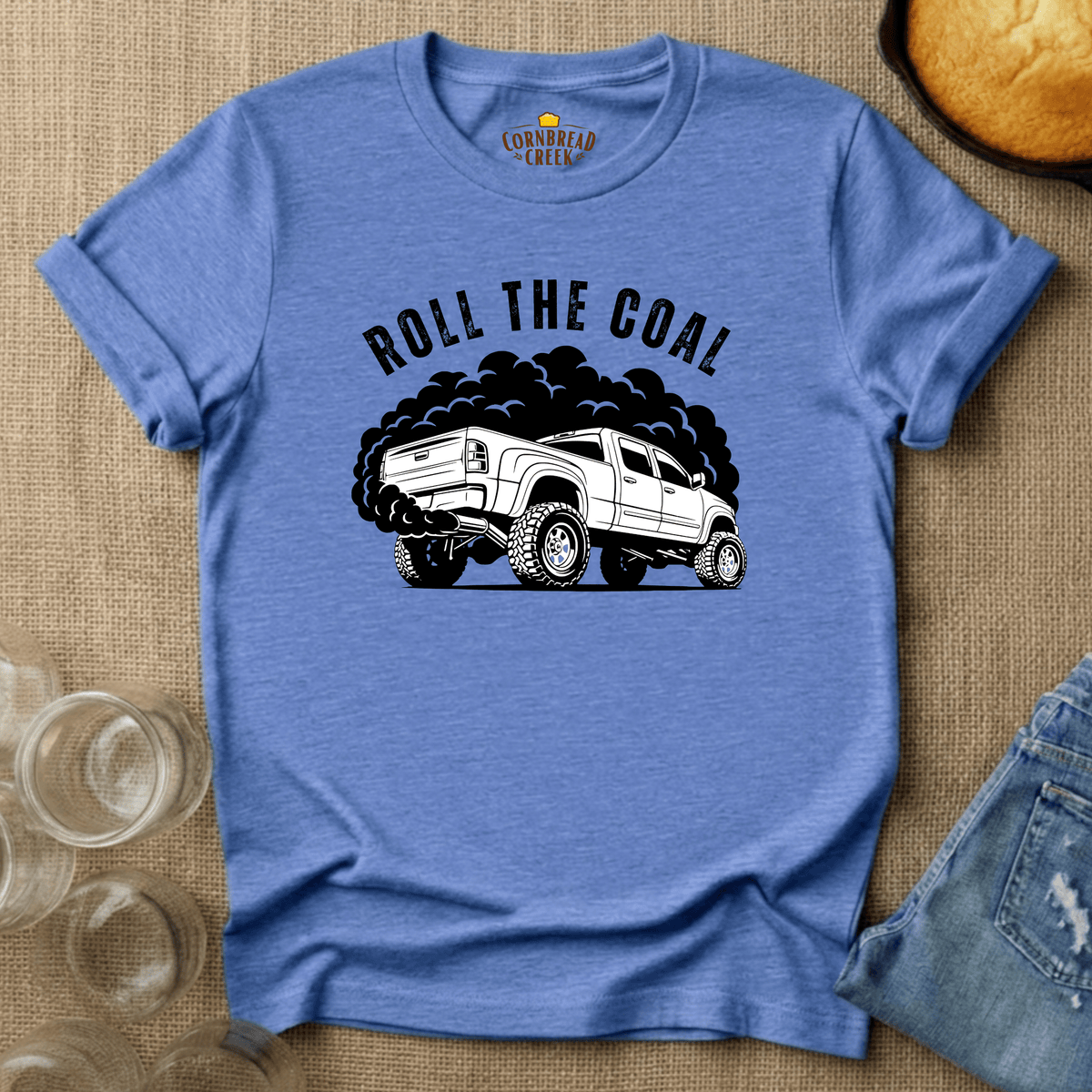 Roll The Coal T-Shirt Chicken and Rural Homestead Graphic tee Printify