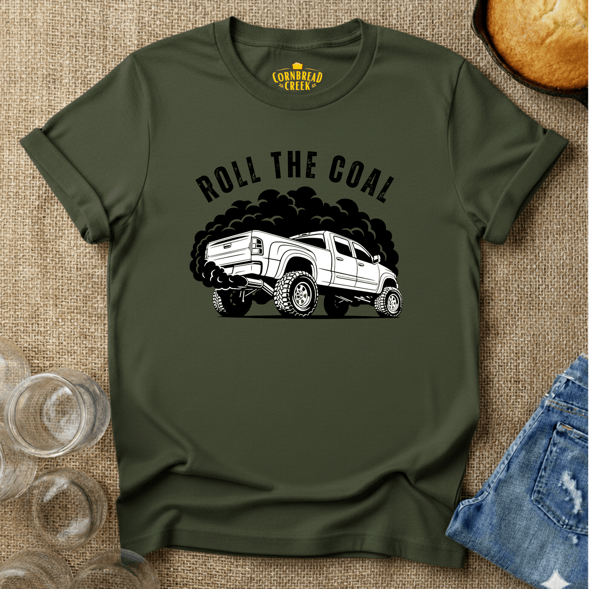 Roll The Coal T-Shirt Chicken and Rural Homestead Graphic tee Printify