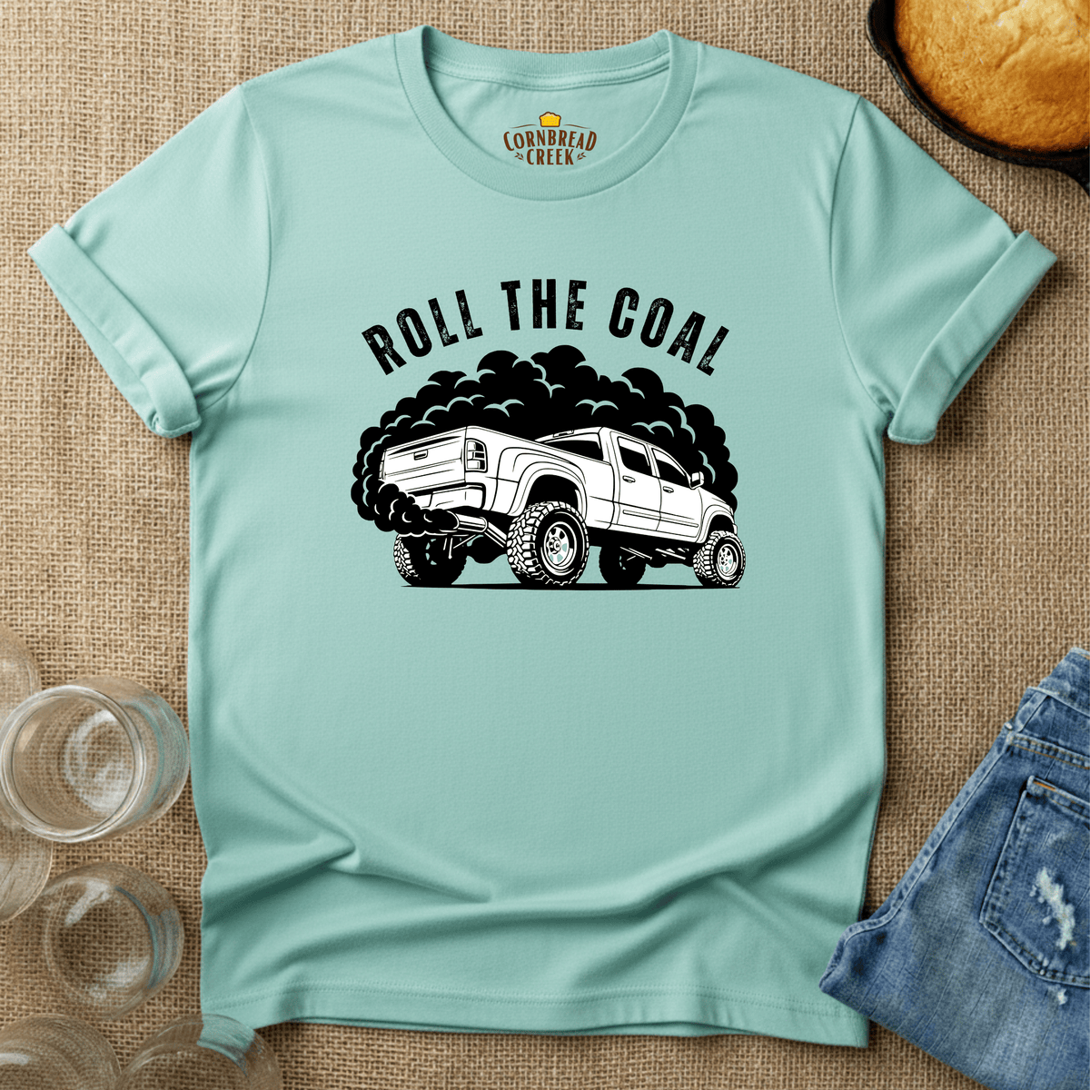 Roll The Coal T-Shirt Chicken and Rural Homestead Graphic tee Printify