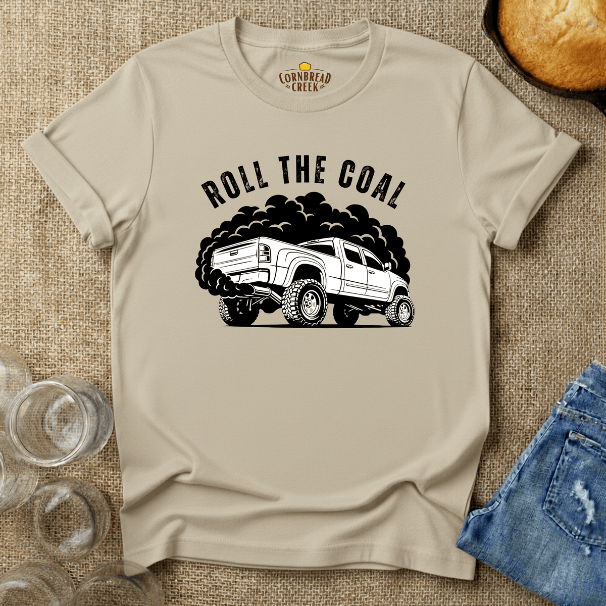 Roll The Coal T-Shirt Chicken and Rural Homestead Graphic tee Printify