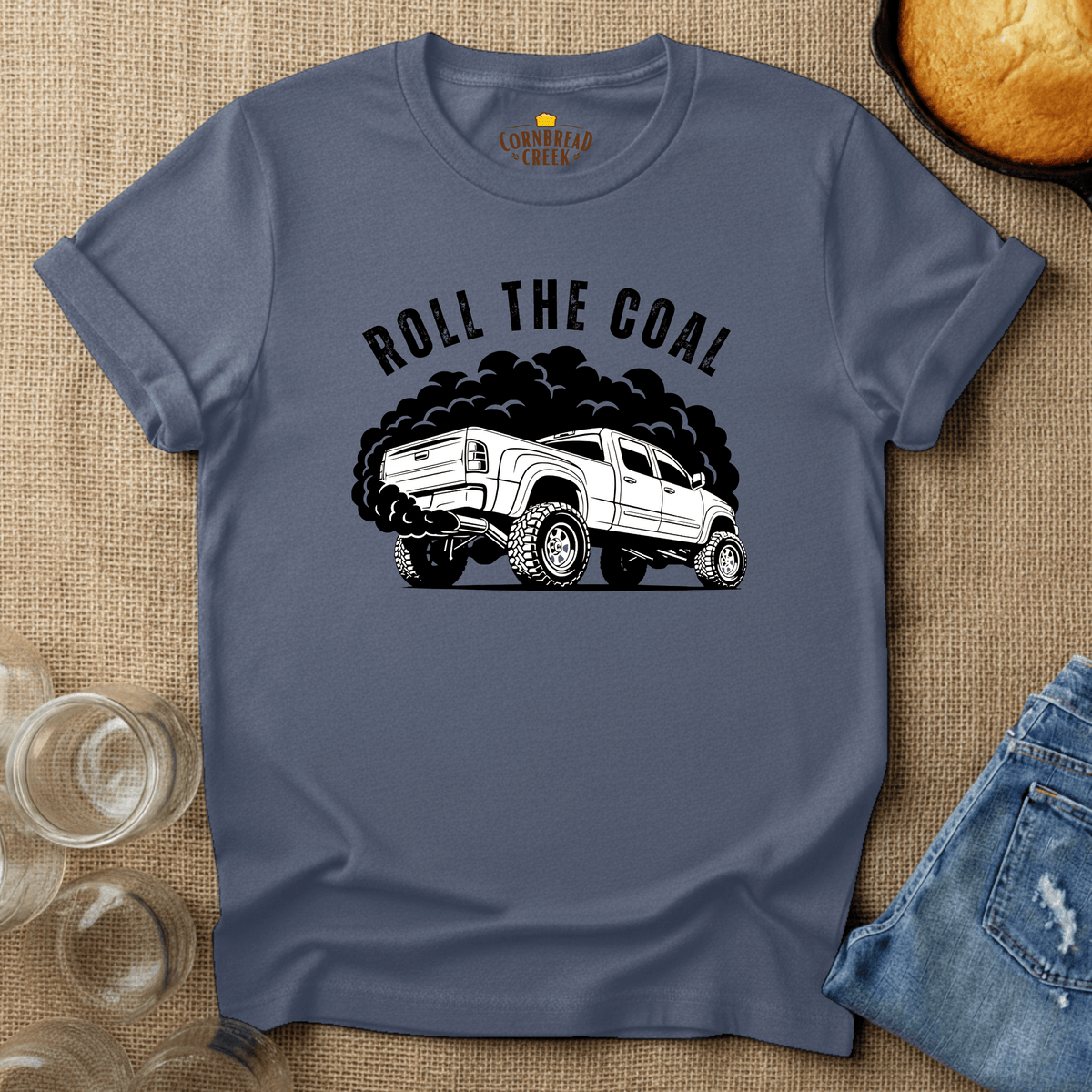 Roll The Coal T-Shirt Chicken and Rural Homestead Graphic tee Printify