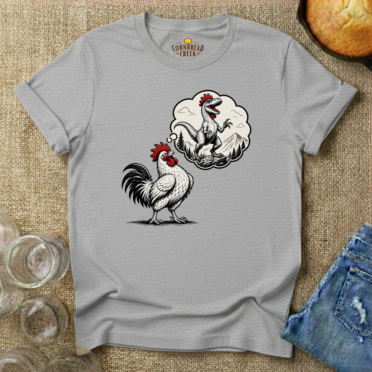 What Do Roosters Dream About T-Shirt Chicken and Rural Homestead Graphic tee Cornbread Creek