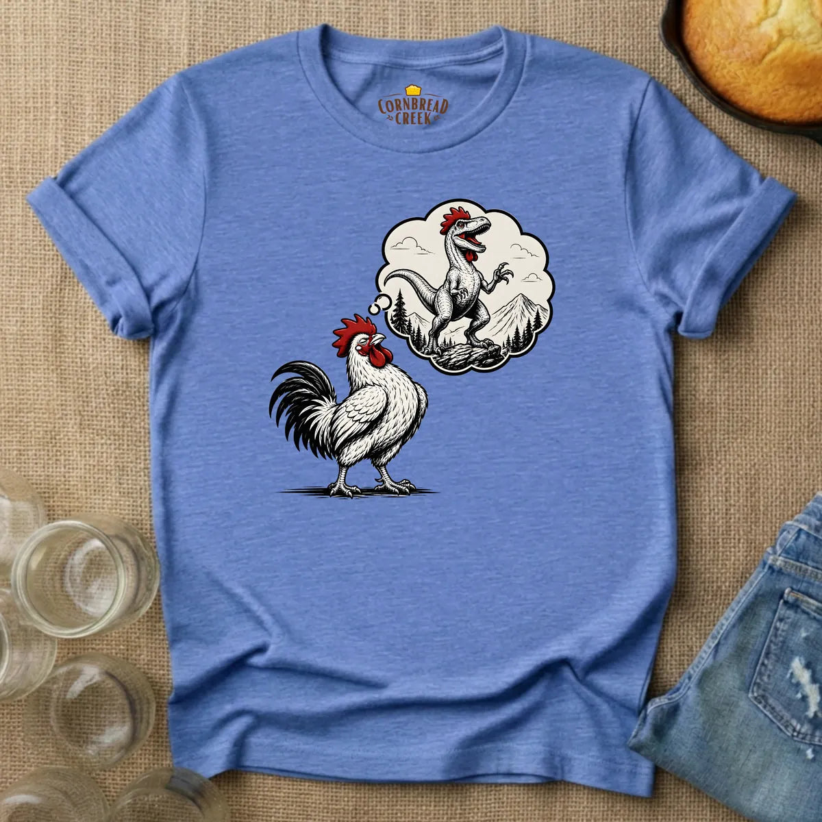 What Do Roosters Dream About T-Shirt Chicken and Rural Homestead Graphic tee Cornbread Creek