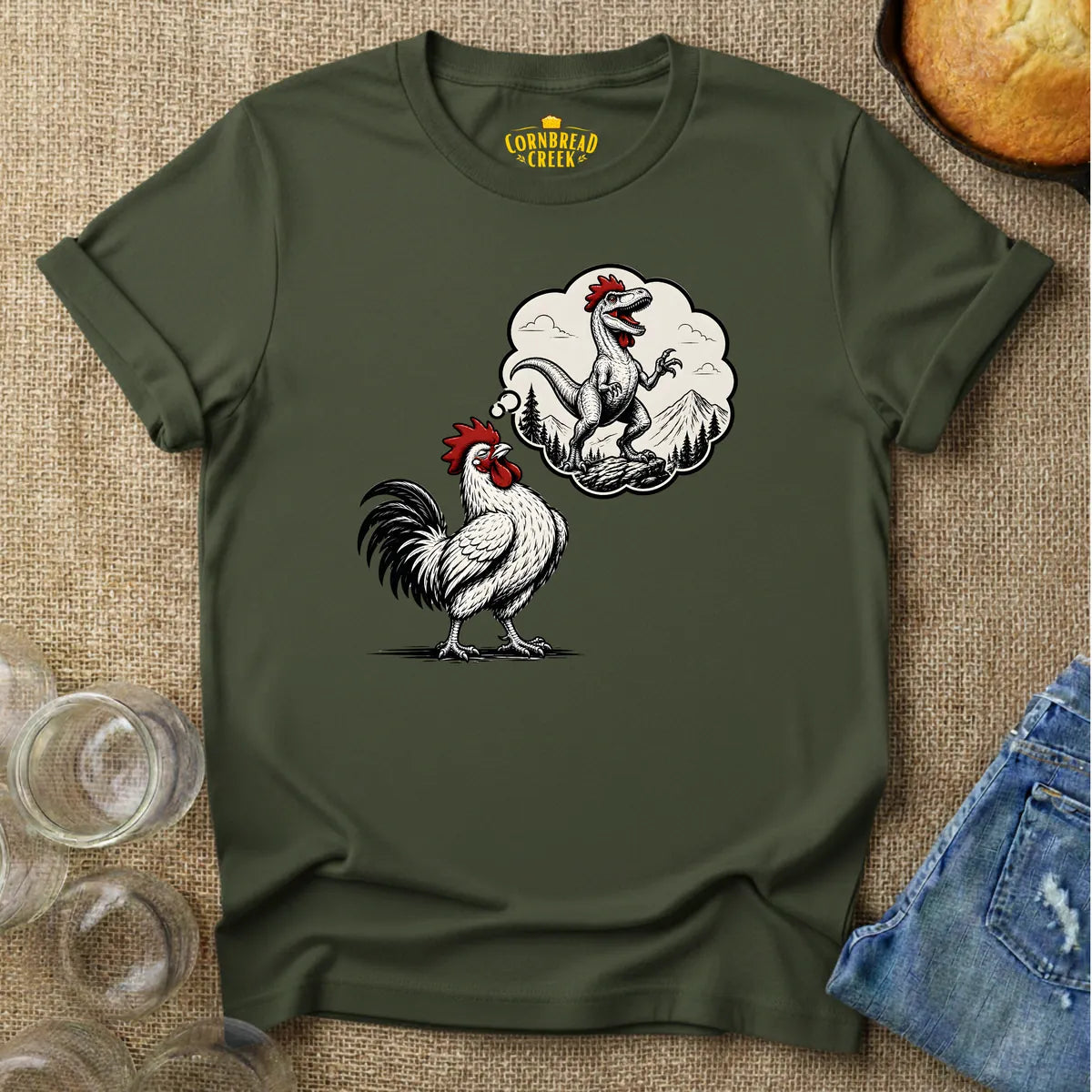 What Do Roosters Dream About T-Shirt Chicken and Rural Homestead Graphic tee Cornbread Creek