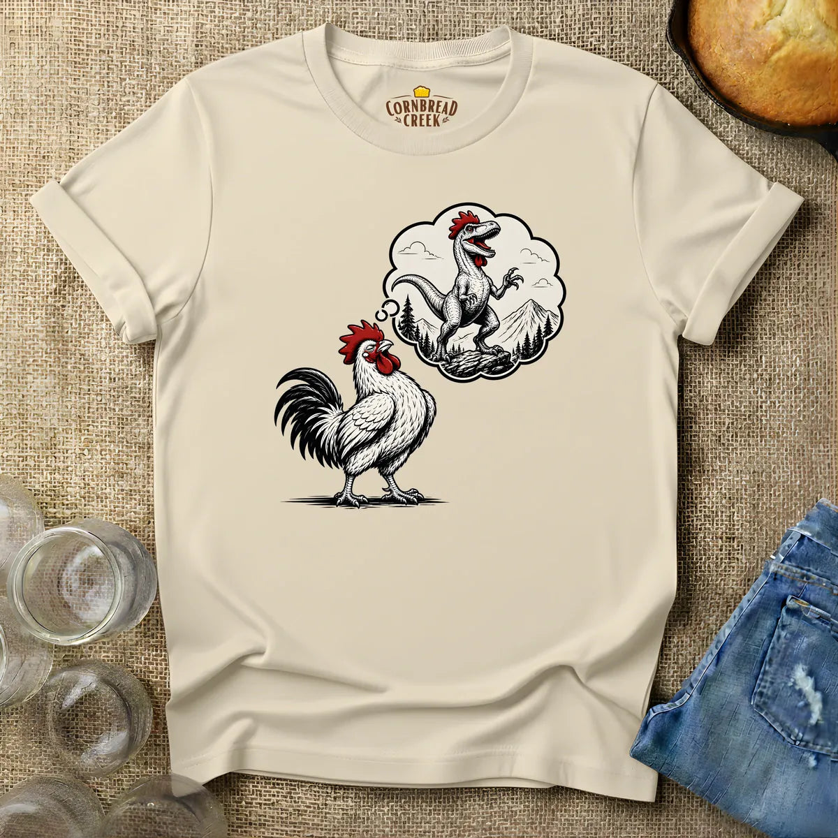 What Do Roosters Dream About T-Shirt Chicken and Rural Homestead Graphic tee Cornbread Creek