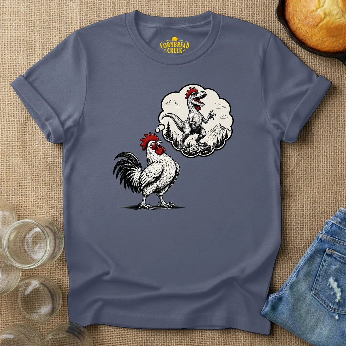 What Do Roosters Dream About T-Shirt Chicken and Rural Homestead Graphic tee Cornbread Creek