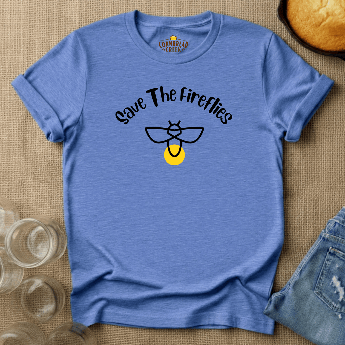 Save The Fireflies T-Shirt Chicken and Rural Homestead Graphic tee Cornbread Creek