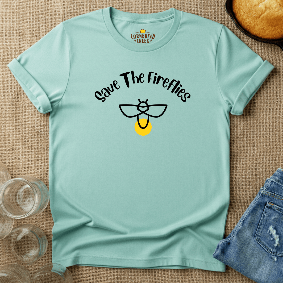 Save The Fireflies T-Shirt Chicken and Rural Homestead Graphic tee Cornbread Creek