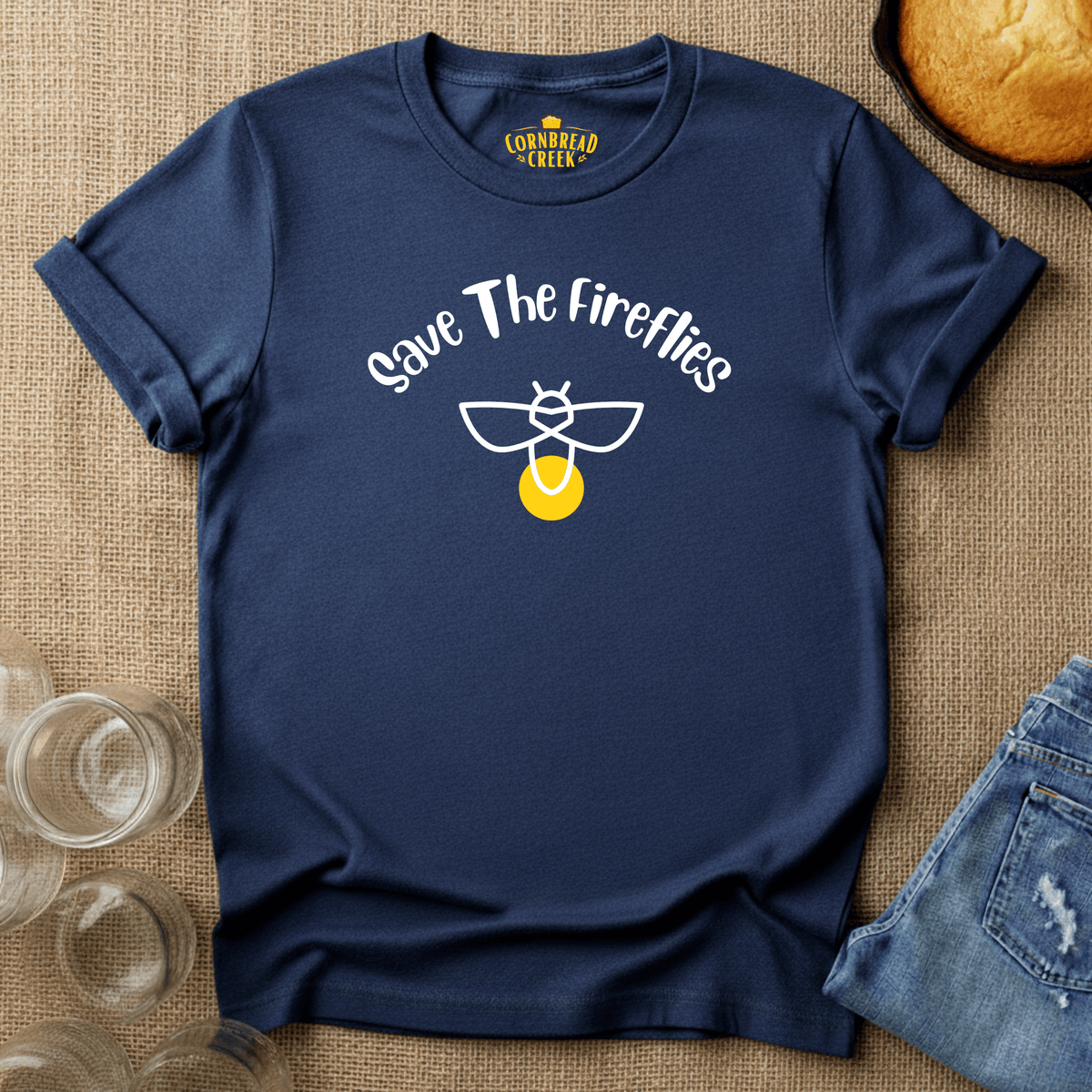 Save The Fireflies T-Shirt Chicken and Rural Homestead Graphic tee Cornbread Creek