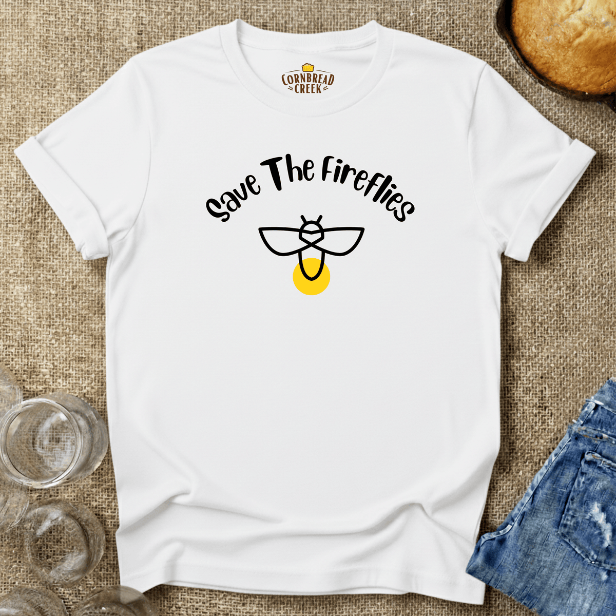 Save The Fireflies T-Shirt Chicken and Rural Homestead Graphic tee Cornbread Creek