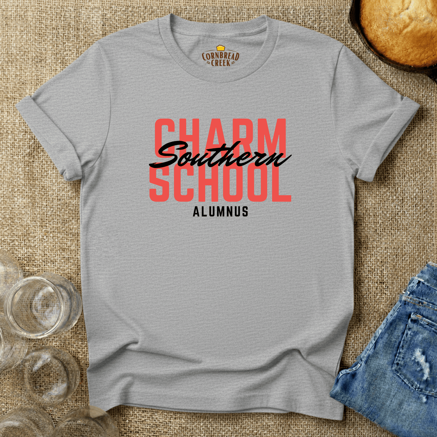 Southern Charm School Alumnus T-Shirt Chicken and Rural Homestead Graphic tee Cornbread Creek