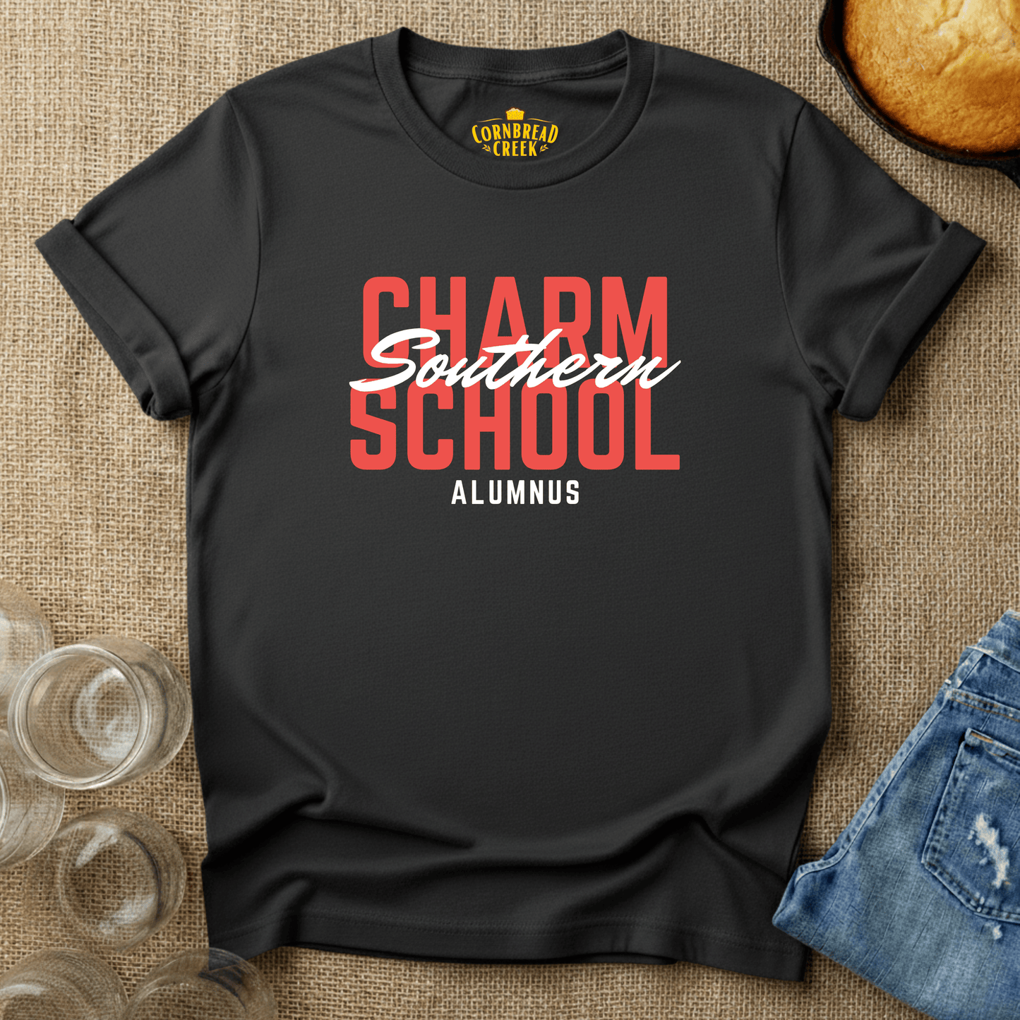 Southern Charm School Alumnus T-Shirt Chicken and Rural Homestead Graphic tee Cornbread Creek