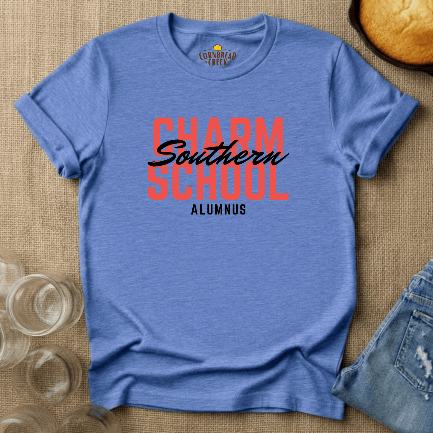 Southern Charm School Alumnus T-Shirt Chicken and Rural Homestead Graphic tee Cornbread Creek