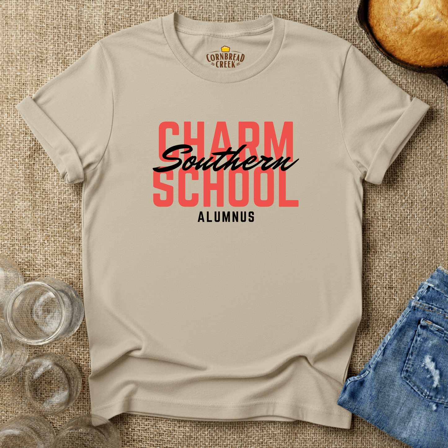 Southern Charm School Alumnus T-Shirt Chicken and Rural Homestead Graphic tee Cornbread Creek