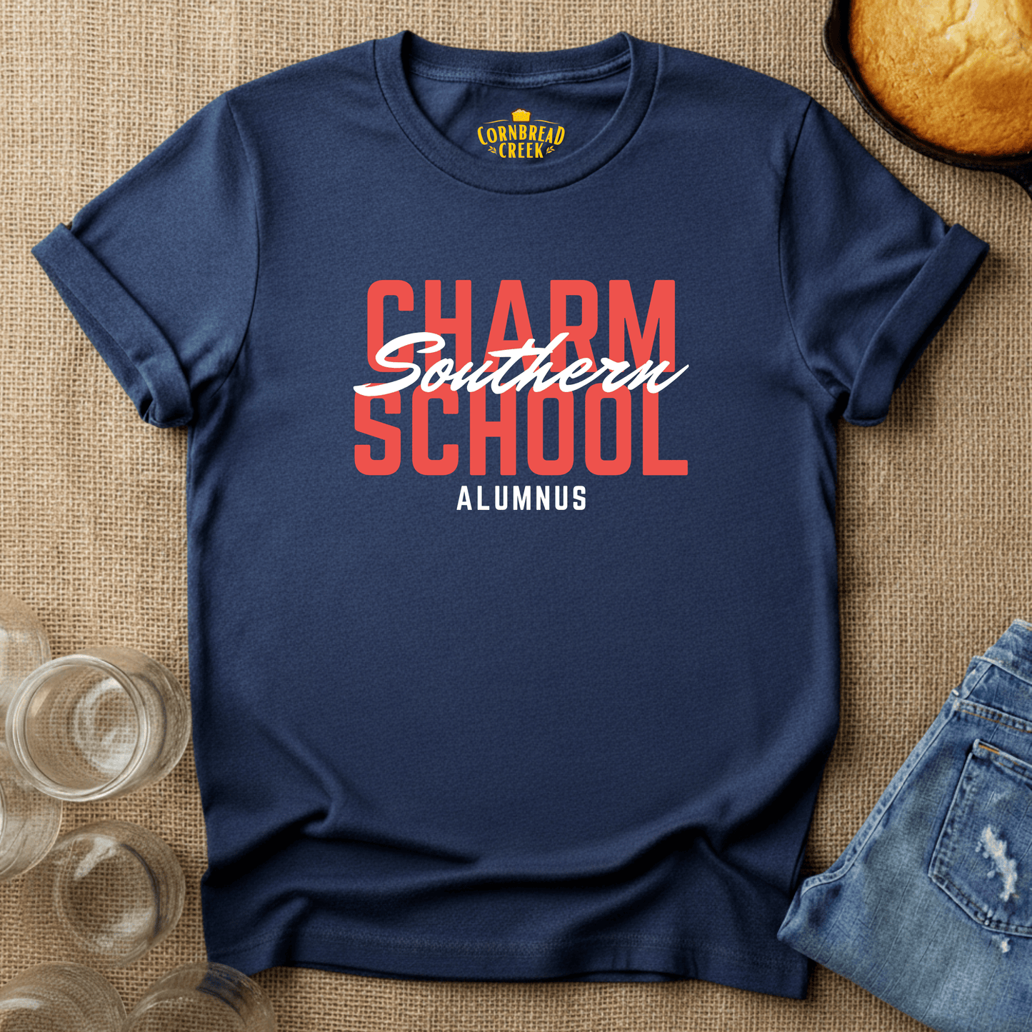 Southern Charm School Alumnus T-Shirt Chicken and Rural Homestead Graphic tee Cornbread Creek