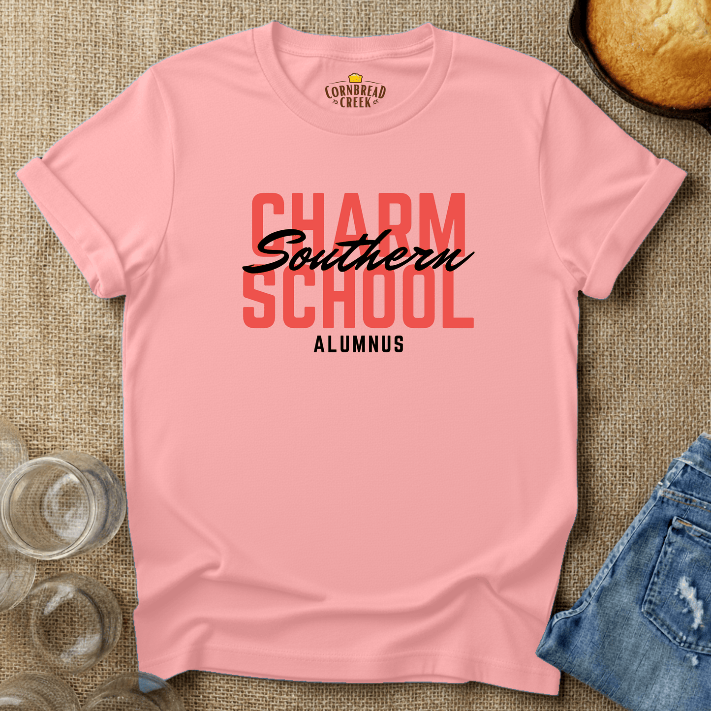 Southern Charm School Alumnus T-Shirt Chicken and Rural Homestead Graphic tee Cornbread Creek