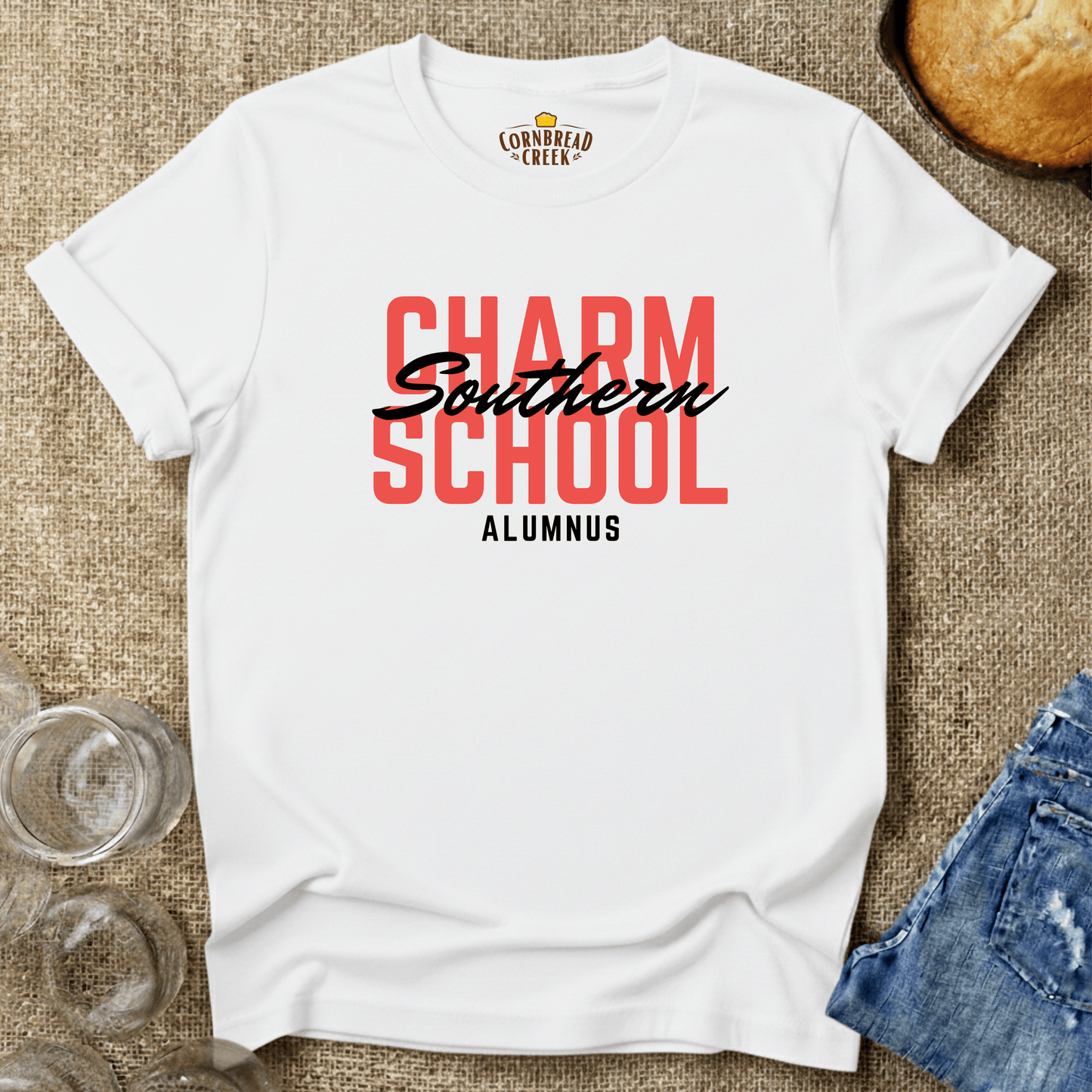Southern Charm School Alumnus T-Shirt Chicken and Rural Homestead Graphic tee Cornbread Creek