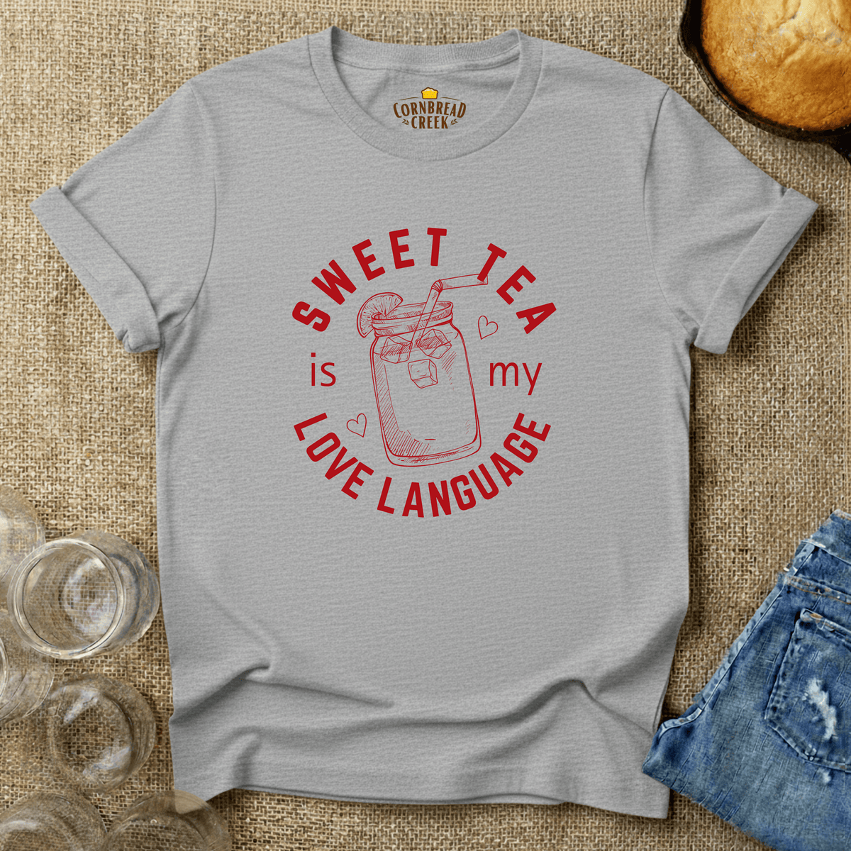 Sweet Tea Is My Love Language T-Shirt Chicken and Rural Homestead Graphic tee Cornbread Creek