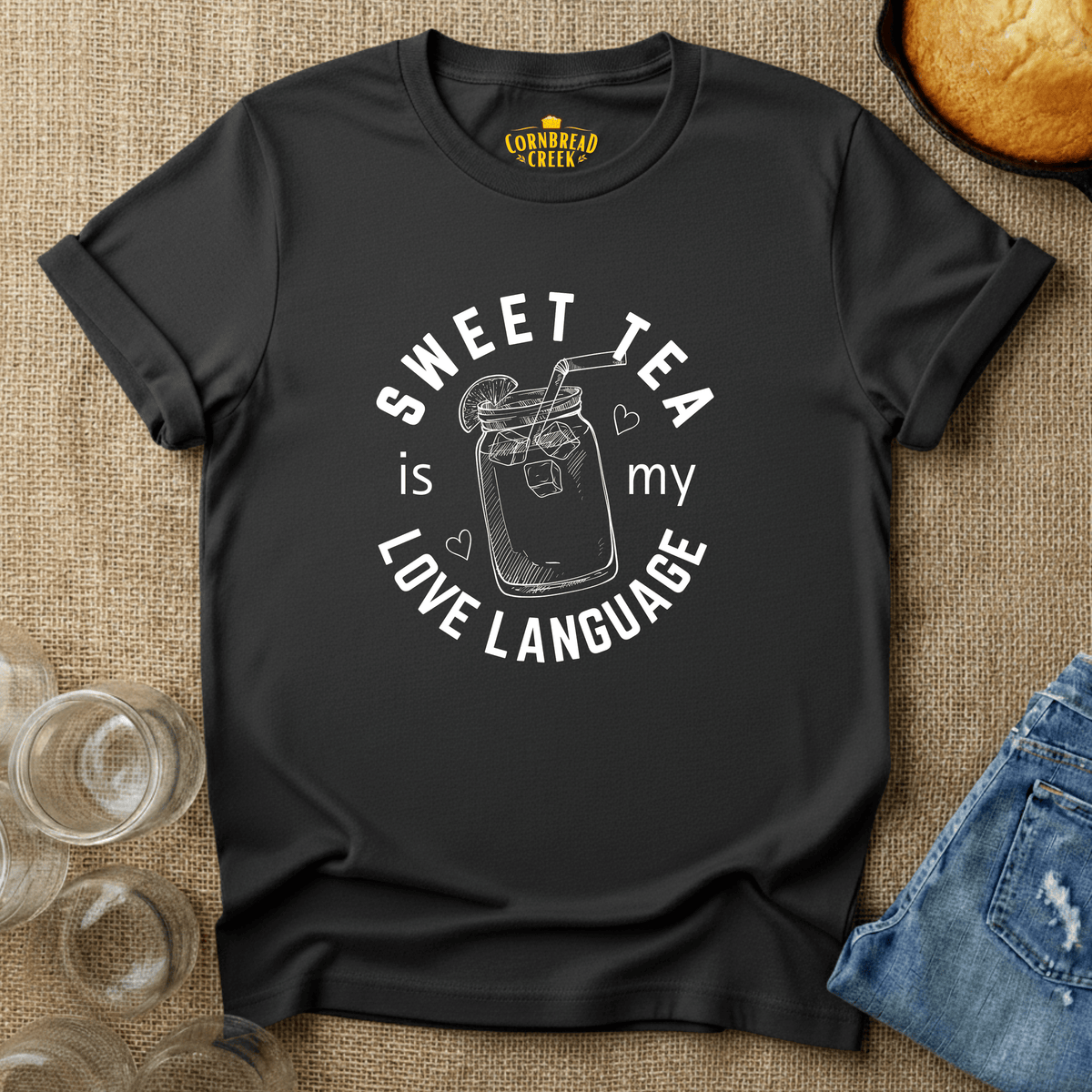 Sweet Tea Is My Love Language T-Shirt Chicken and Rural Homestead Graphic tee Cornbread Creek